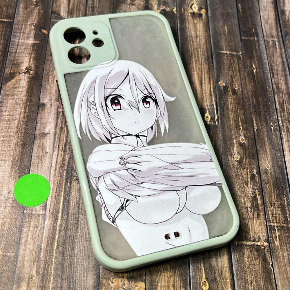 5for$10 Frosted Green Frame IPhone 12 Phone Case Anime Women Lifting Shirt